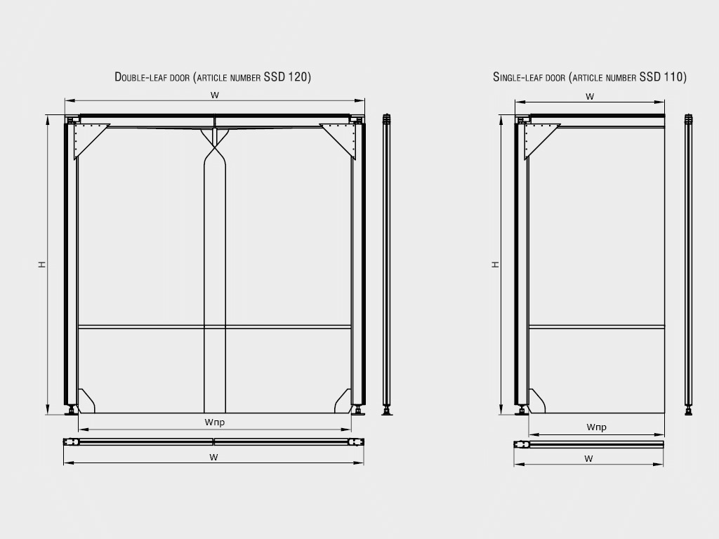 PVC swing doors are installed inside the interior openings of industrial facilities
